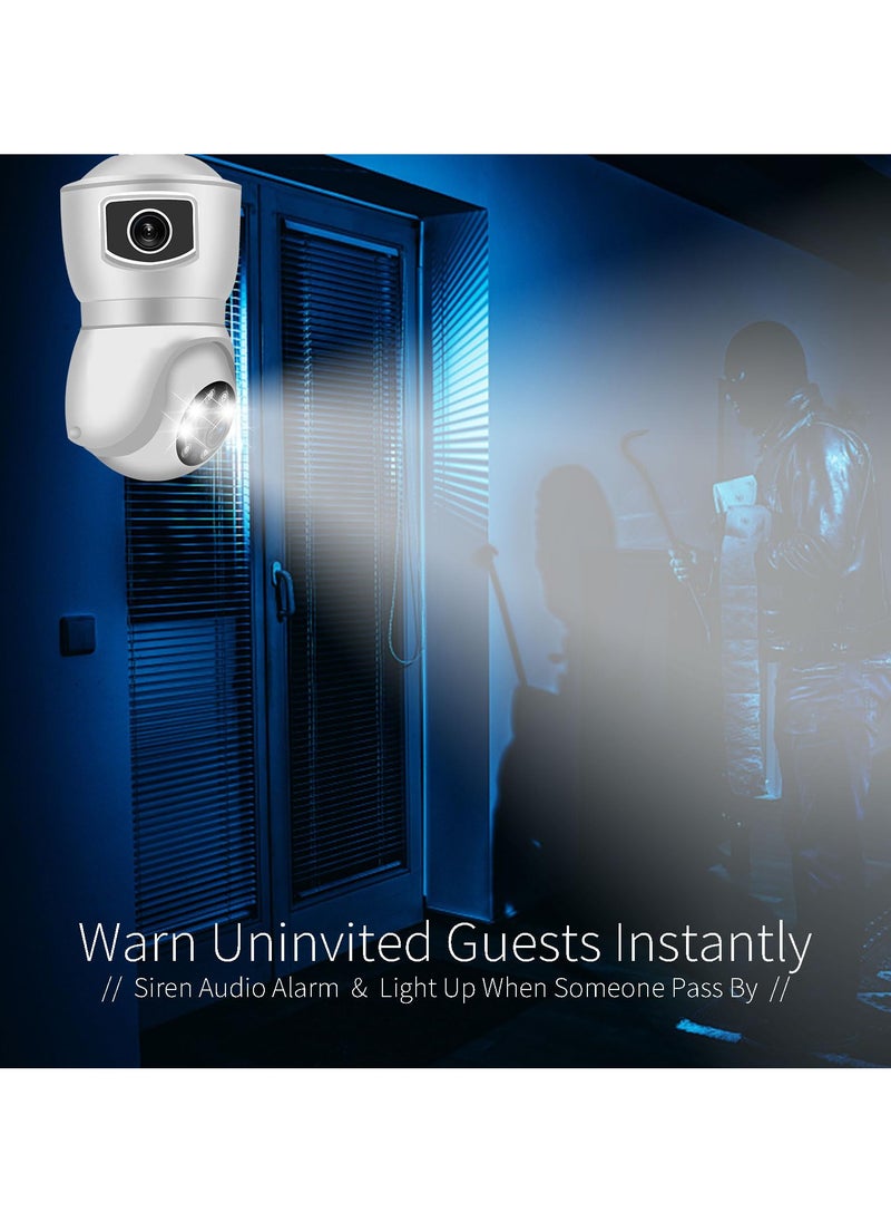SYOSI - Camera FHD 1080P Light Bulb Security Camera Dual Lens 360° Wi-Fi Home Security Cameras Wireless Outdoor Indoor Color Night Vision Motion Detection Auto Tracking Audible Alarm Easy Installation - Image 1