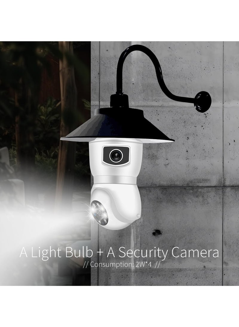 SYOSI - Camera FHD 1080P Light Bulb Security Camera Dual Lens 360° Wi-Fi Home Security Cameras Wireless Outdoor Indoor Color Night Vision Motion Detection Auto Tracking Audible Alarm Easy Installation - Image 1