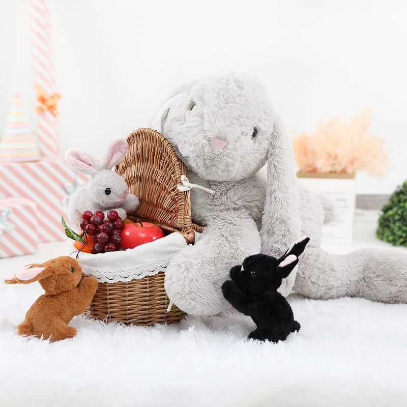 MorisMos Giant Easter Bunny Teddy Soft Toy, 60cm Fluffy Rabbit Teddy with 4 Baby Inside, Cuddly Big Bunny Plush Stuffed Animal Gift for Kids Birthday Easter Decorations - Image 4