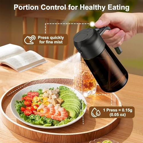 OURCABECUE Oil Sprayer for Cooking, 16oz Glass Olive Oil Dispenser Bottle for Kitchen Gadgets, 2 in 1 Spray and Pour Dark Brown Bottle with Stickers for Air Fryer, Salad - Image 4
