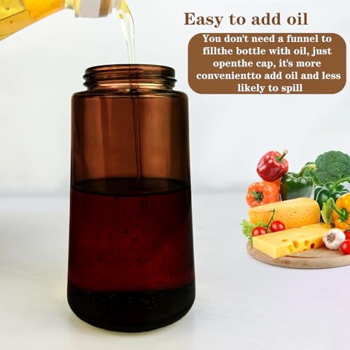 OURCABECUE Oil Sprayer for Cooking, 16oz Glass Olive Oil Dispenser Bottle for Kitchen Gadgets, 2 in 1 Spray and Pour Dark Brown Bottle with Stickers for Air Fryer, Salad - Image 5