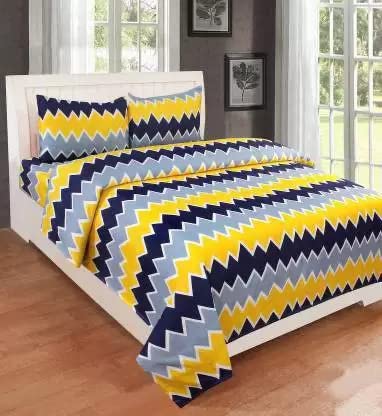 la' amour Premium Microfiber Bedsheets with 2 Pillow Covers | Double Bed with for Double Bed 180 TC Breathable | for 228 x 228 Cm, Yellow & Grey - Image 3