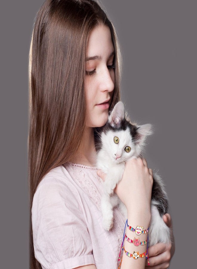 Sureio 24 Pcs Colorful Friendship Bracelets for Girls Kids Cute Animal Cat Charm Bracelet Friendship Surfer Bracelets Stretch Beaded Kids Bracelet Adjustable Back to School Tween Girl Party Favors - Image 5