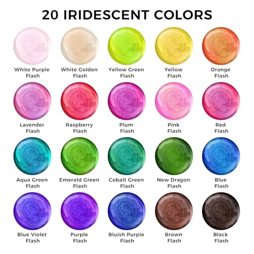 ARTME Iridescent Acrylic Paint Set, 20 Chameleon Colors in 8.45 oz/250ml Bottles, Large Bulk Color-shifting Acrylic Paint Perfect for Artists, Beginners on Canvas, Rocks, Wood, Fabric with Paint Knife - Image 2