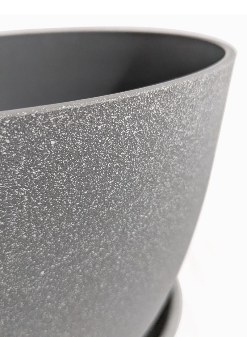 VGROW PRIME Plant Pots, Indoor Planters with Drain Holes and Tray, Modern Plastic Flower pot (8 Inches, Light Grey)  - Image 3