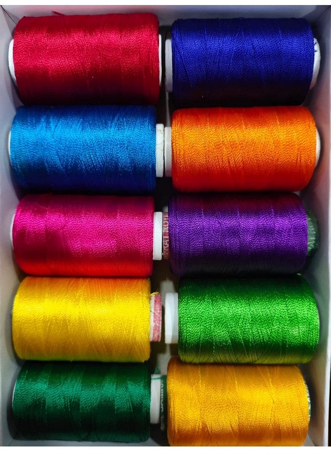 The Unique Silk Thread Multicolour Spools For Jewellery Making, Bangle Jhumka Making, Aari/Maggam Embroidery Blouse Work (Pack Of 10Pcs)