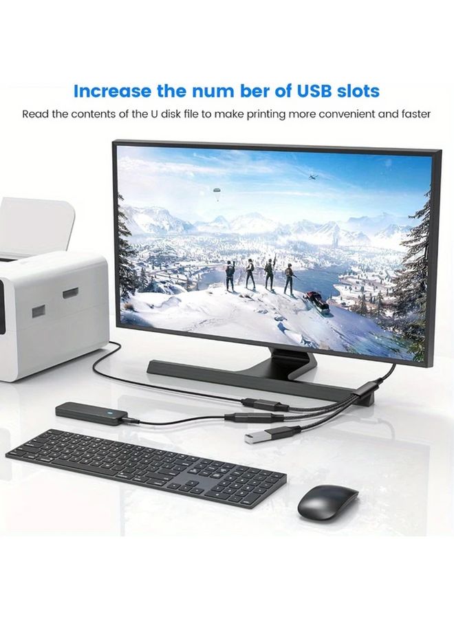 3 In 1 USB C Splitter Cable Black USB C Male To 3 Female Ports Charging Data Transfer - Image 5