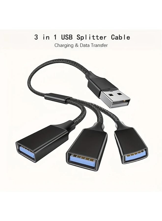 3 In 1 USB C Splitter Cable Black USB C Male To 3 Female Ports Charging Data Transfer - Image 2