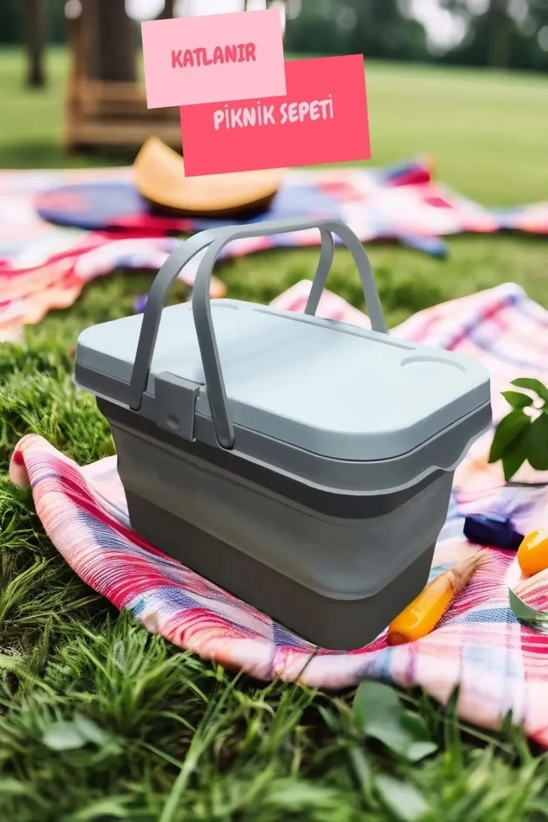 Safestore Gray Multi-Functional Picnic Camping Basket with Table for Two Persons Including Fork-Spoon