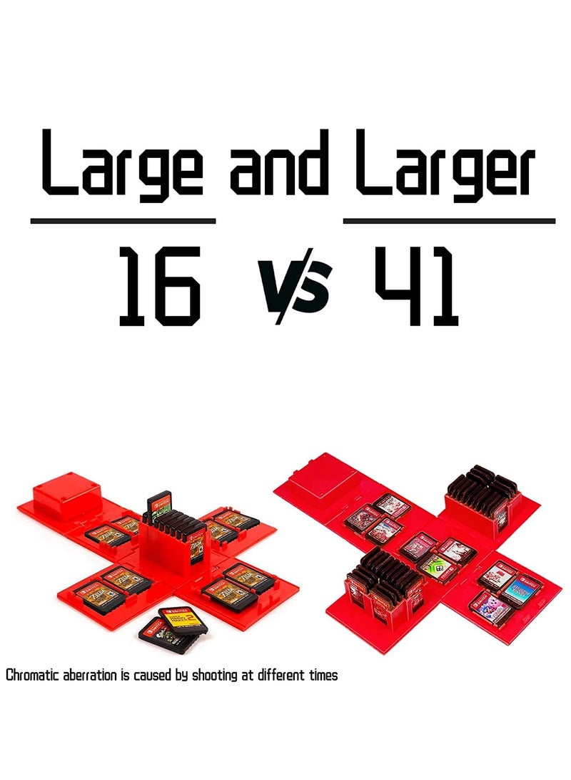 SOLARAE Game Card Case Compatible with Nintendo Switch,Extra Large Capacity Switch Game Case,Upgraded 41 Slots Switch Game Card Storage Box,Press to Unfold Fun Switch Card Case (M Red) - Image 3