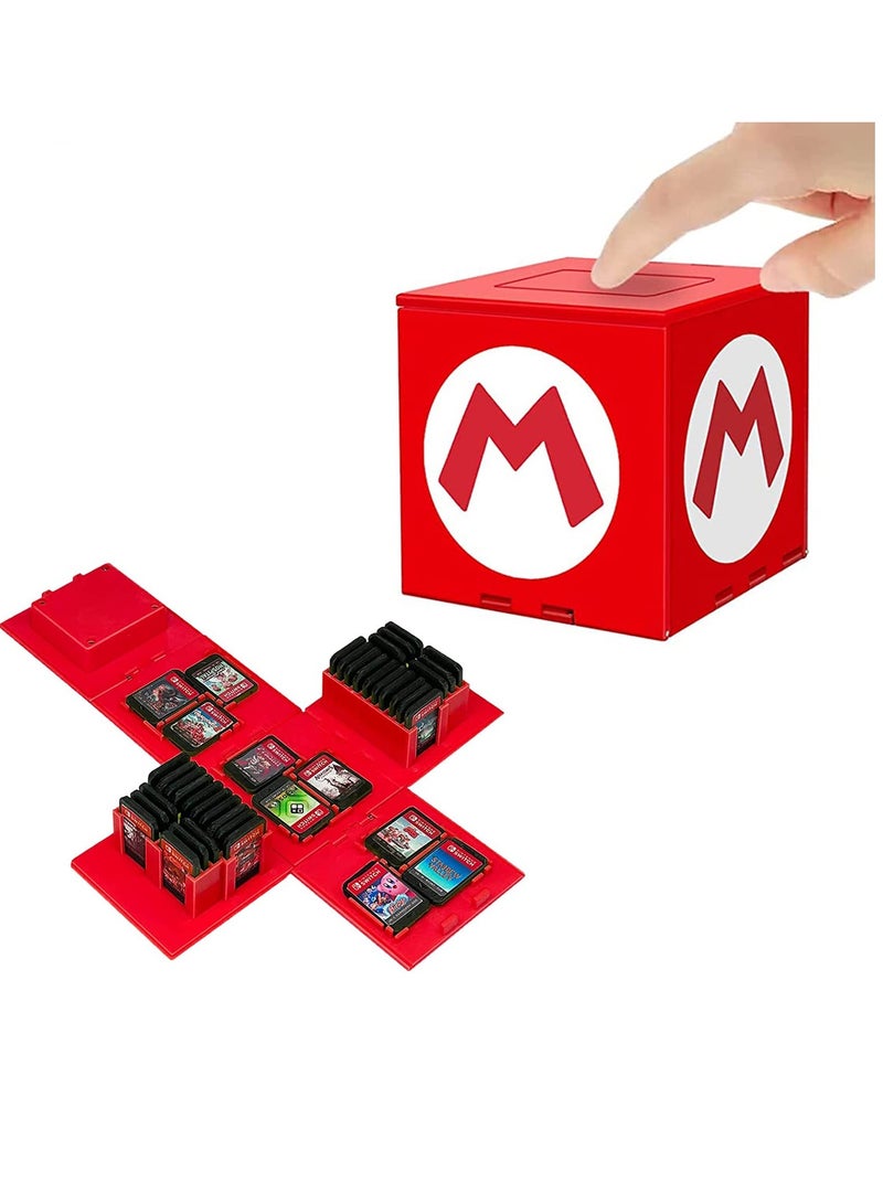 SOLARAE Game Card Case Compatible with Nintendo Switch,Extra Large Capacity Switch Game Case,Upgraded 41 Slots Switch Game Card Storage Box,Press to Unfold Fun Switch Card Case (M Red) - Image 1