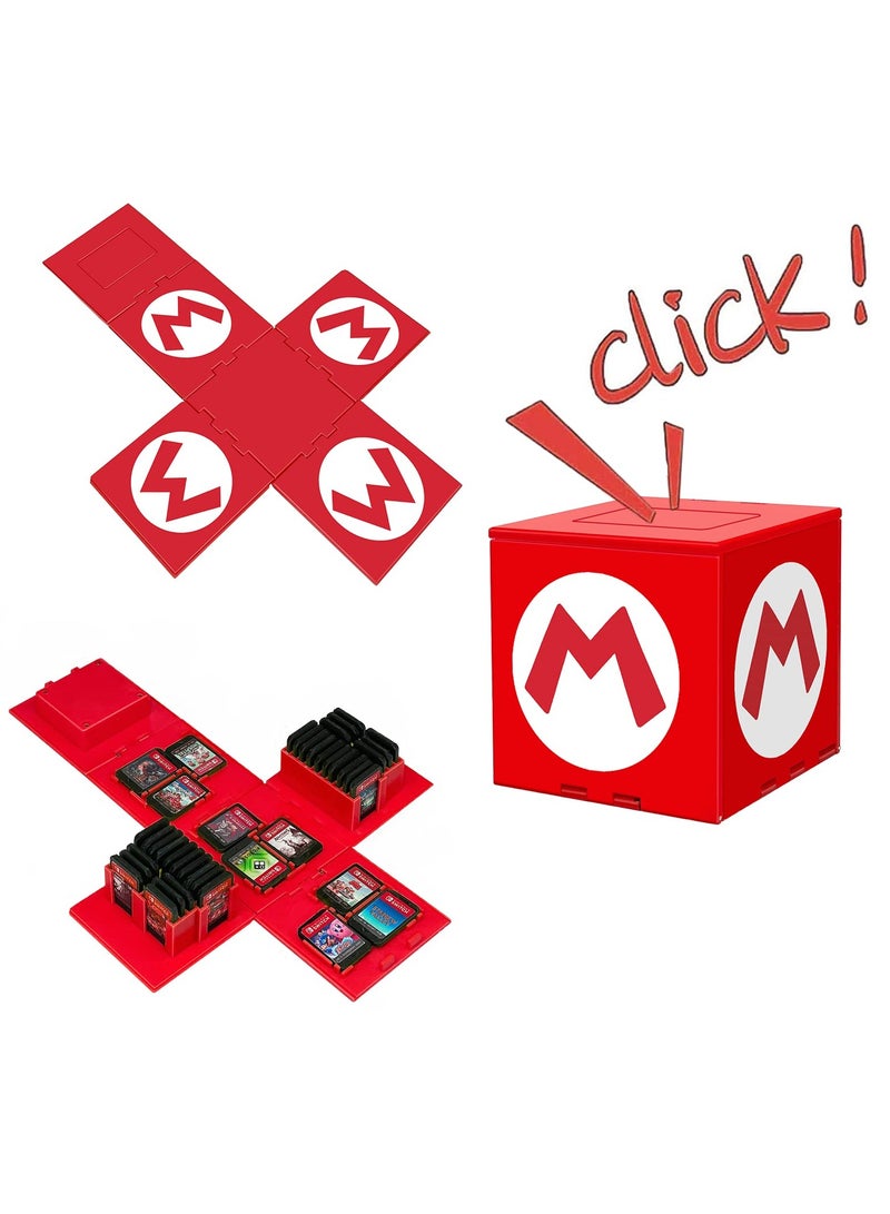 SOLARAE Game Card Case Compatible with Nintendo Switch,Extra Large Capacity Switch Game Case,Upgraded 41 Slots Switch Game Card Storage Box,Press to Unfold Fun Switch Card Case (M Red) - Image 5