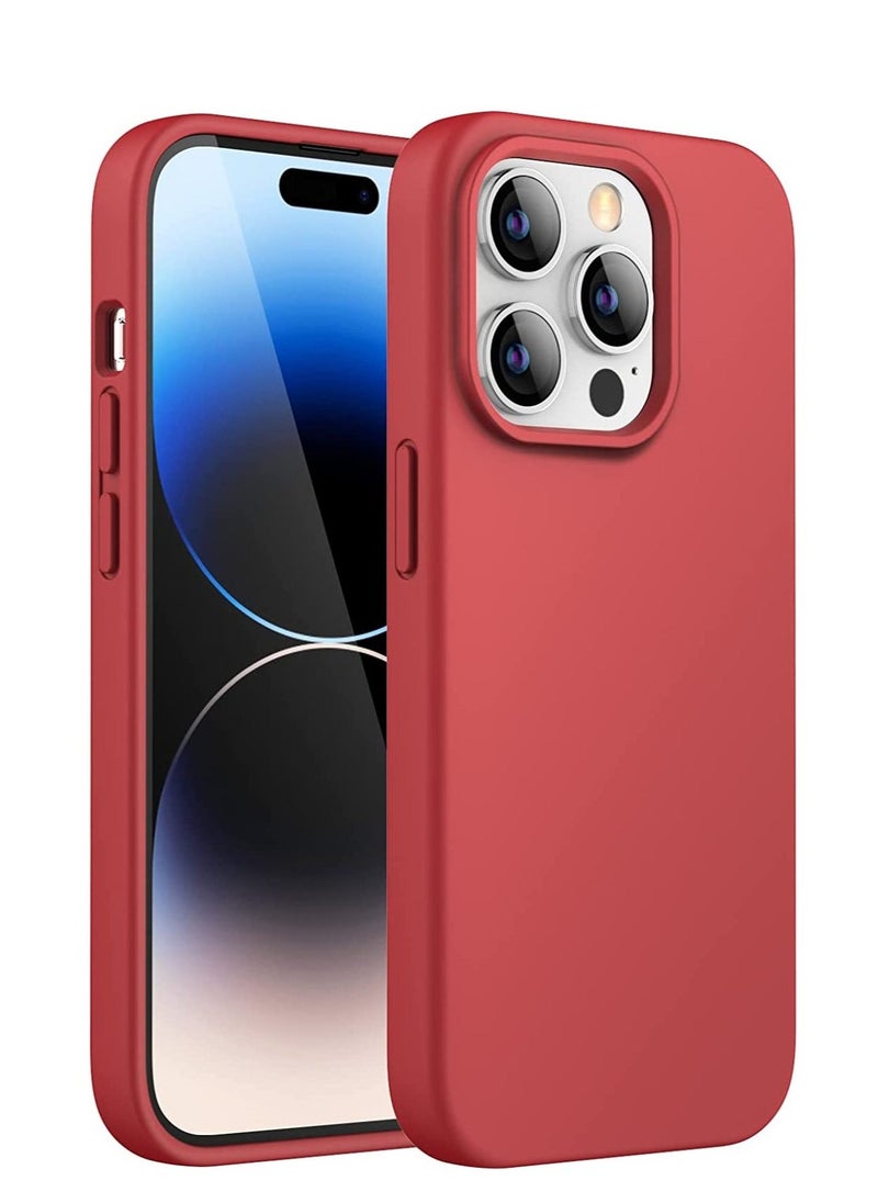 Raxoom Silicone Case for iPhone 14 Pro 6.1-Inch, Silky-Soft Touch Full-Body Protective Phone Case, Shockproof Cover with Microfiber Lining (Red) - Image 1