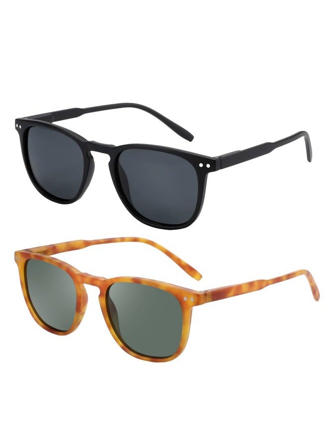 ZENOTTIC Polarized Sunglasses for Women Men: Retro Shades Round | Square Frame UV Protection 2 Pack - Image 1