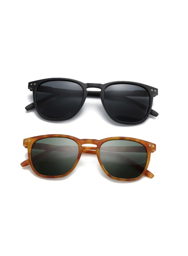 ZENOTTIC Polarized Sunglasses for Women Men: Retro Shades Round | Square Frame UV Protection 2 Pack - Image 3