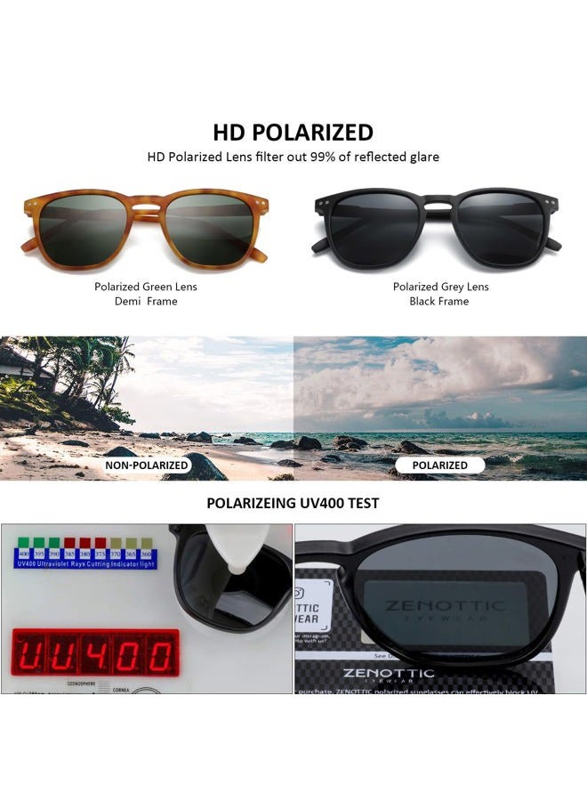 ZENOTTIC Polarized Sunglasses for Women Men: Retro Shades Round | Square Frame UV Protection 2 Pack - Image 4