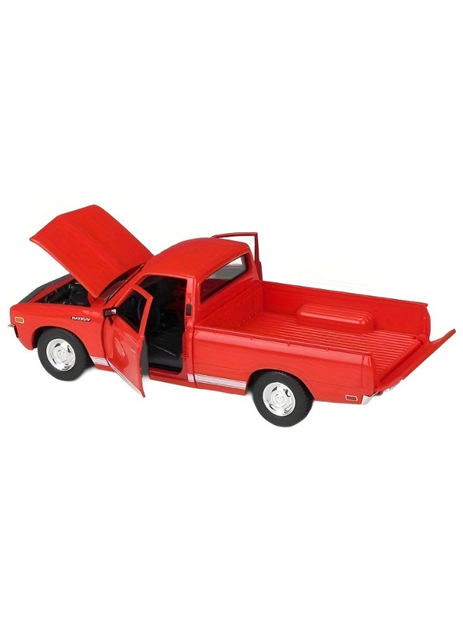 1:24 Scale Die-Cast 1973 Datsun 620 Pickup Car Model | 19cm Collectible Metal Display Truck | Detailed Interior and Exterior | Perfect for Car Enthusiasts and Collectors (Red) - Image 4