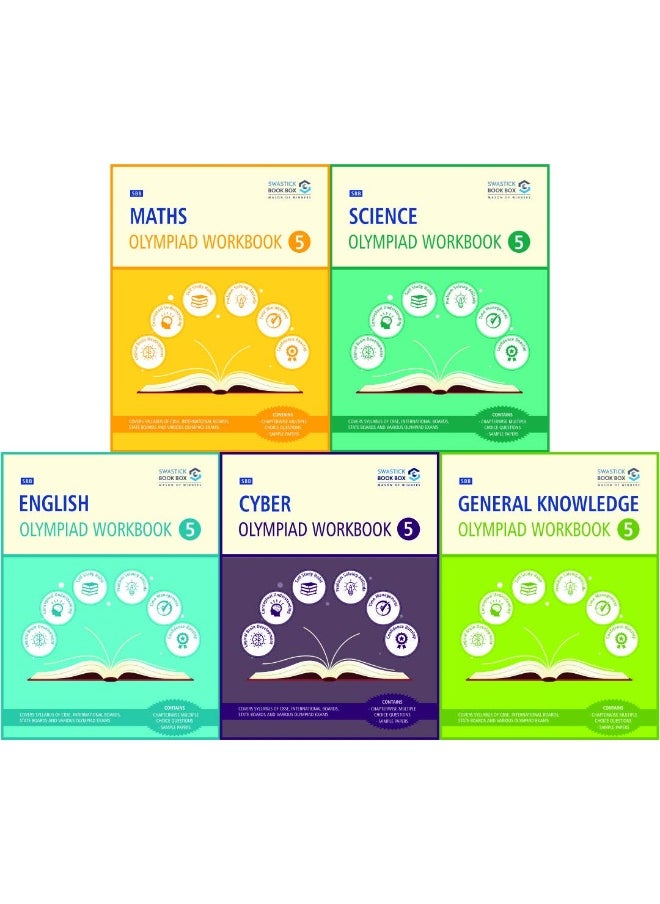 Olympiad Books For Class 5 - Maths, Science, Cyber, English & GK 