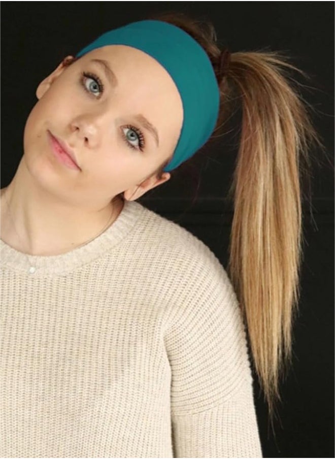 Generic Fashion Headbands For Women Wide Headband Yoga Workout Head Bands Hair Accessories(Turquoise green)  - Image 2