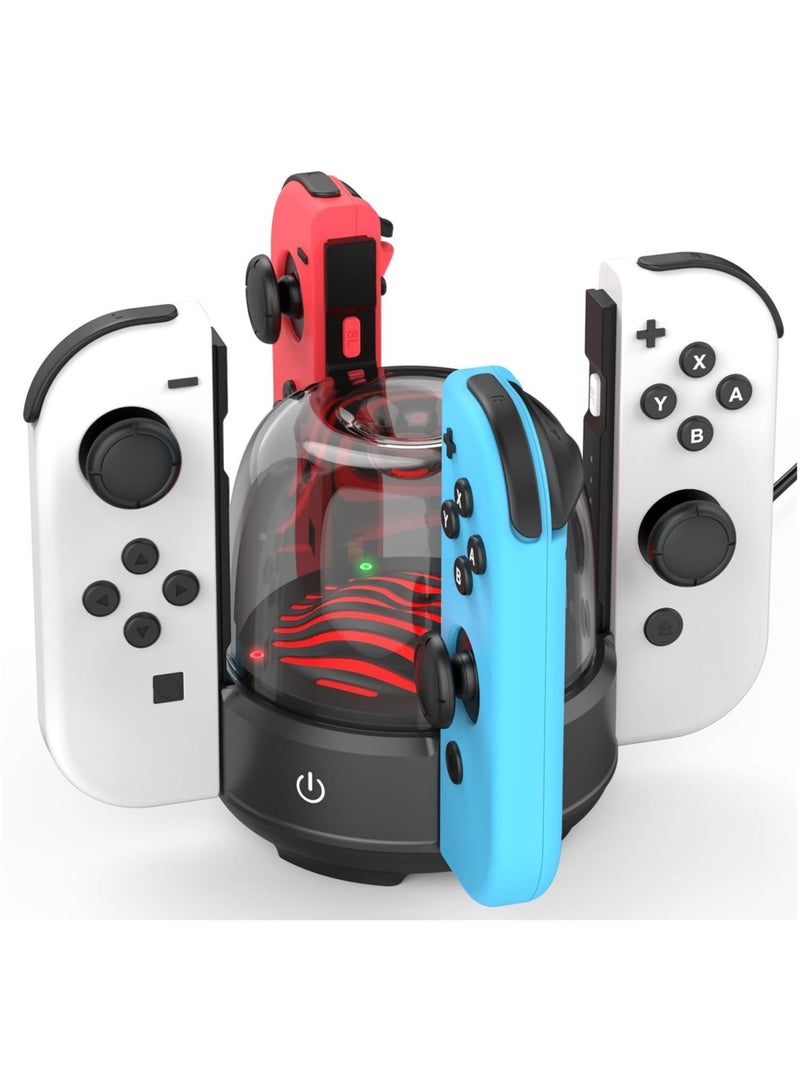 Captaintech 7 Colors LED Switch Joy-Con Charging Station for Nintendo Switch/Switch OLED, Switch Controller Charger Dock Switch Joy-Con Charging Stand with LED Indicator  - Image 1
