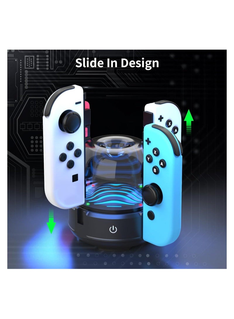 Captaintech 7 Colors LED Switch Joy-Con Charging Station for Nintendo Switch/Switch OLED, Switch Controller Charger Dock Switch Joy-Con Charging Stand with LED Indicator  - Image 2