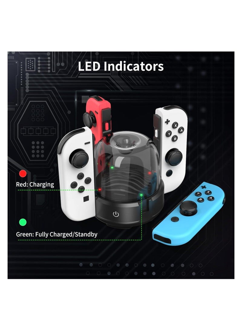 Captaintech 7 Colors LED Switch Joy-Con Charging Station for Nintendo Switch/Switch OLED, Switch Controller Charger Dock Switch Joy-Con Charging Stand with LED Indicator  - Image 3