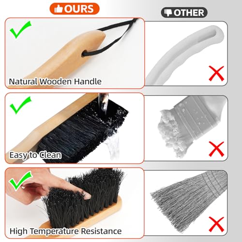 Permade Fireplace Ash Shovel and Brush Set, Coal Shovel and Hearth Brush Set, Fireplace Tools Set Indoor Outdoor Rust Resistant Made of Natural Wood & Coco Bristles for Easy Cleaning - Image 5