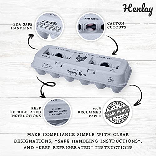 Henlay 25 Egg Cartons- Adorable Printed Vintage Design for Farm Fresh Eggs, Recycled Paper Cardboard, Sturdy & Reusable, Carton Holds up to XL Chicken Eggs (25, Locally Laid Hen) - Image 3