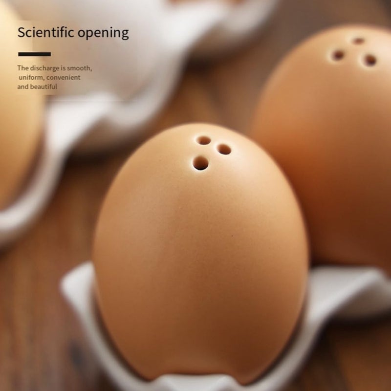 مجموعة زجاجات التوابل السيراميكية، مزهر ناعش بيضاوي بني صغير، مقبض من تصميم الكرتون - Image 5