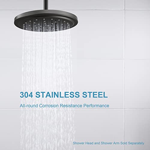 OFFO Shower Arm with Flange, 24 in Ceiling Mount Replacement Rain Shower Head Straight Arm Ceiling-Mounted For Fixed Shower Head & High Pressure Rain, Matte Black - Image 3