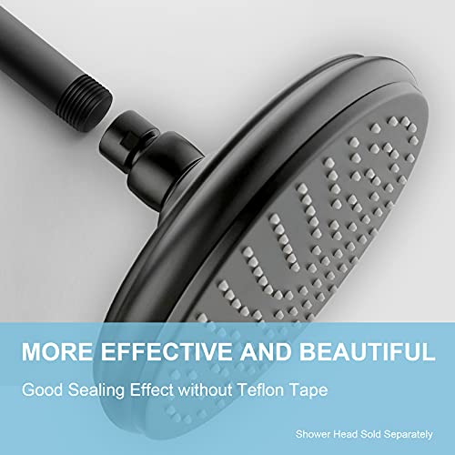 OFFO Shower Arm with Flange, 24 in Ceiling Mount Replacement Rain Shower Head Straight Arm Ceiling-Mounted For Fixed Shower Head & High Pressure Rain, Matte Black - Image 2