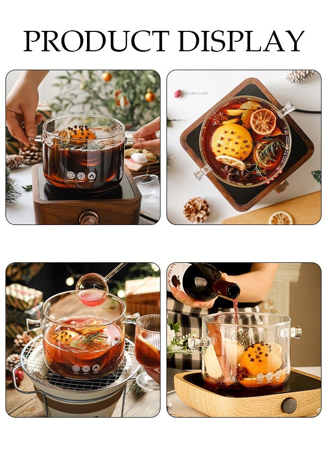 DUNISO - Glass Cooking Pot Saucepan with Cover,1500ml Heat-resistant Glass Stovetop Pot and Pan with Lid, The Best Handmade Glass Cookware Set Cooktop Safe for Pasta Noodle, Soup, Milk, Baby Food - Image 1