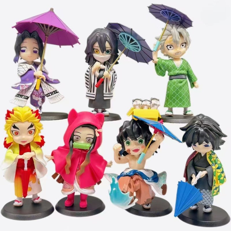 Demon Slayer Rain Series Q Version Action Figures 6 Styles - Image 1