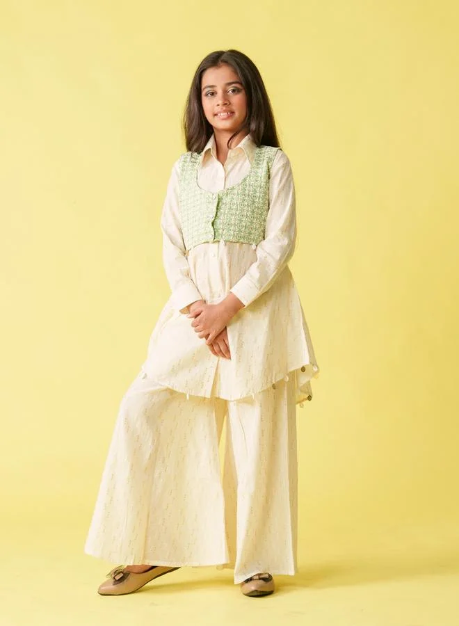 Maithili Maithili Sequin Detail Long Sleeve Kurta, Pants and Jacket Set