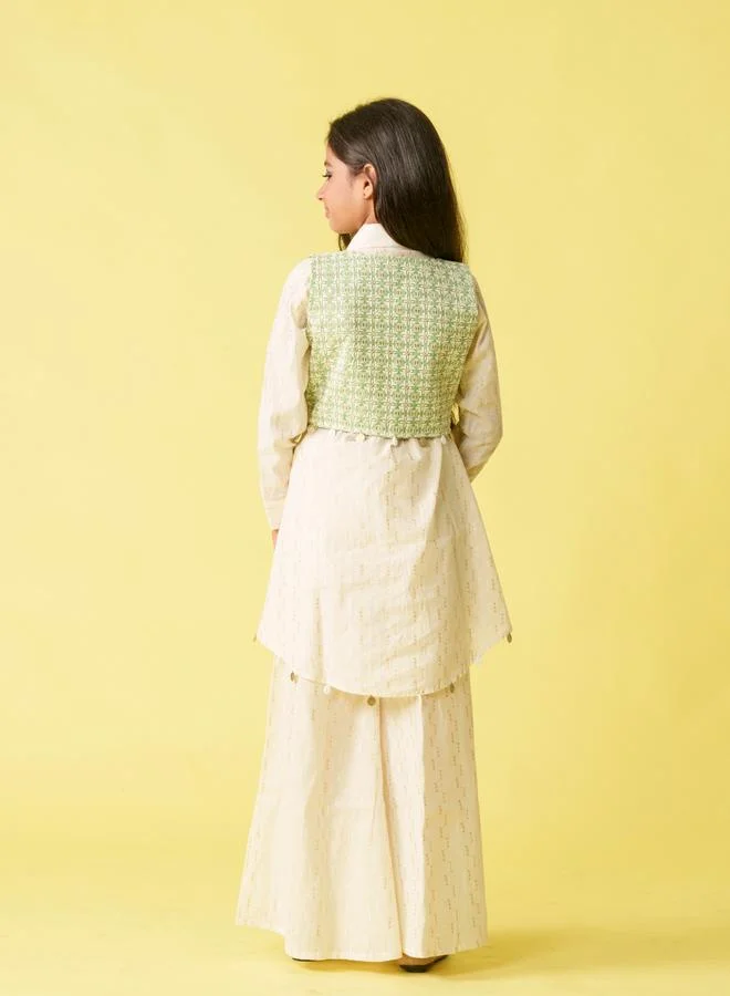 Maithili Maithili Sequin Detail Long Sleeve Kurta, Pants and Jacket Set