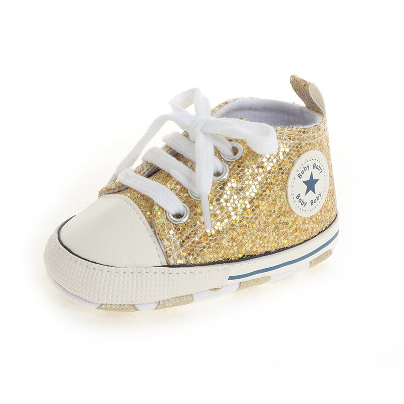 Baby Sneakers Canvas Shoes Special Sale Sequin Gold 