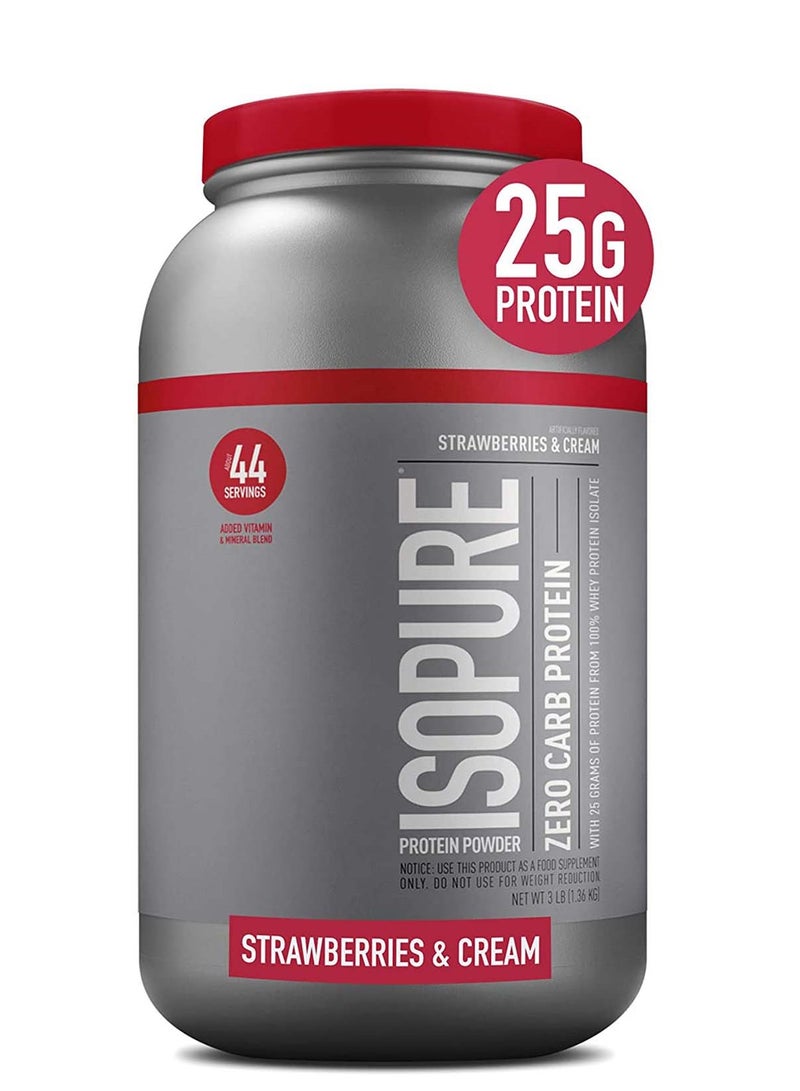 آيزوبيور بروتين Isopure Zero Carb، بنكهة كريمة الفراولة، 3 رطل