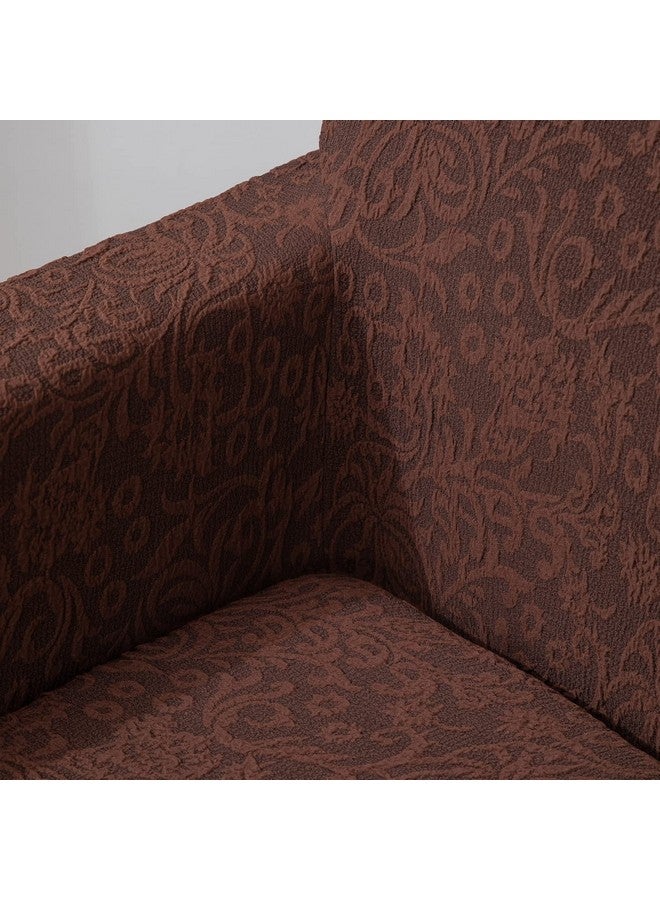 HOKIPO Polyester Blend Elastic Stretchable Universal Sofa Cover With Frill 1 Seater (Ar-4646-J2, Brown) - Image 2