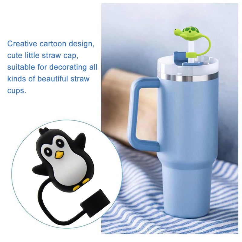 Meitesti Silicone Straw Cover for 10mm Straw Covers Cap for Stanley Cup Accessories, Cute Straw Topper for Tumblers Straw Cap Stopper for Reusable Straws Tip Lids (5pcs Marine-animals-B) - Image 5