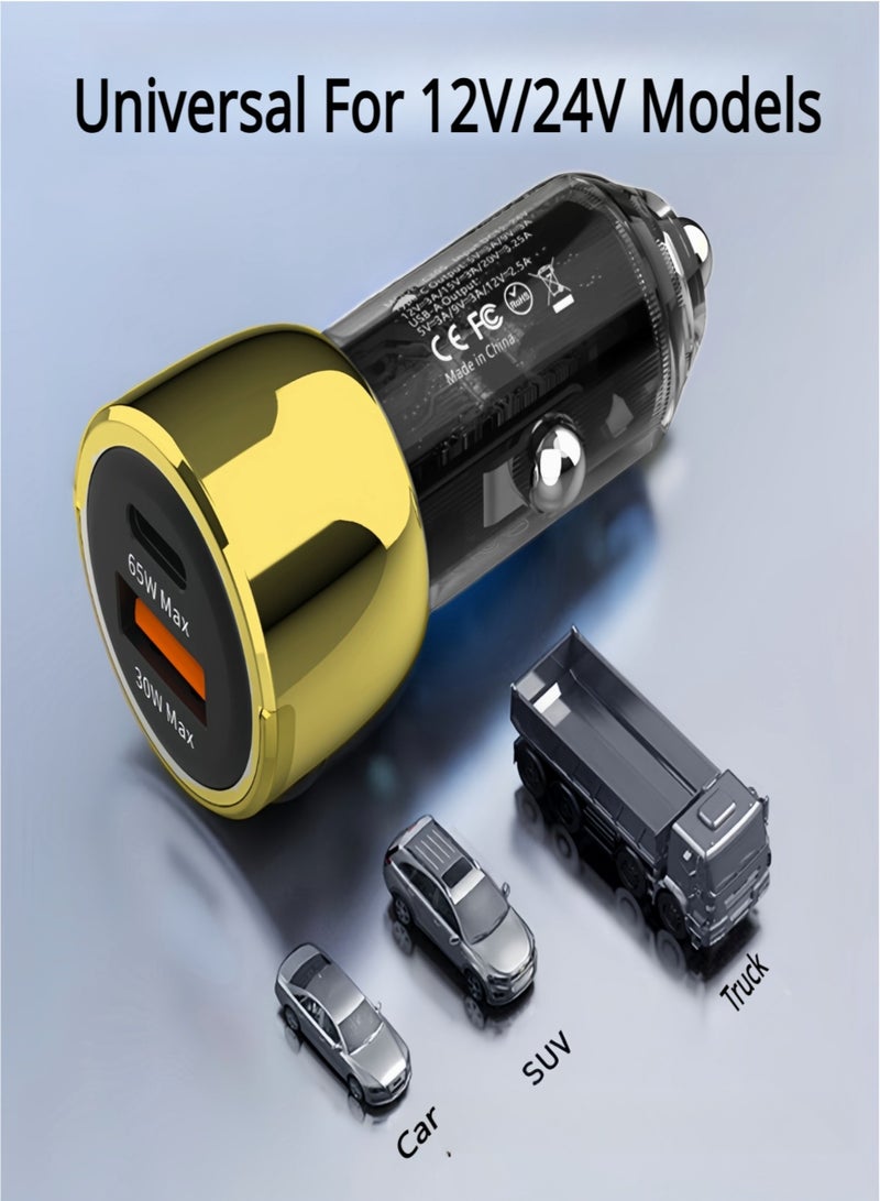 USB C Car Charger,45W Sumsung USB C mobile charger adapter ,Dual-Port 65W USB C and 30W USB A Car Fast Charger ,Smart Overheat Protection Car Charger For Huawei,Xiaomi,iPad  - Image 1