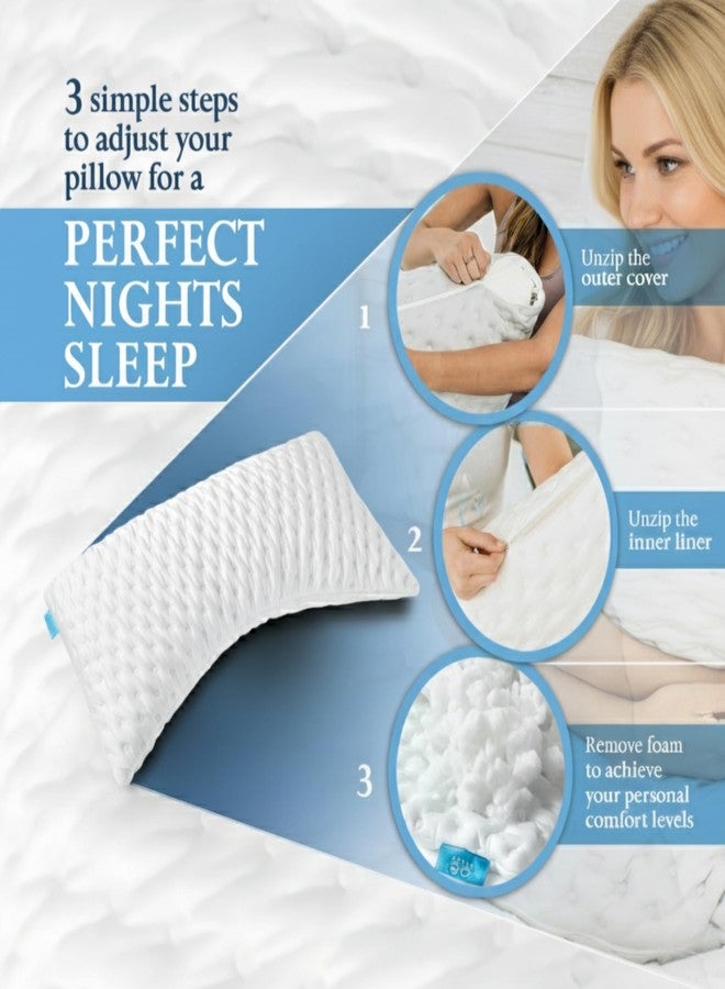 Zoey Sleep وسادة سرير للنوم على الجانب والظهر - وسادة تبريد منحنية لتخفيف آلام الرقبة والكتف - وسادة قابلة للتعديل من إسفنج الذاكرة مع غطاء قابل للغسل - مقاس كوين مع حشوة إضافية (أبيض) - Image 2