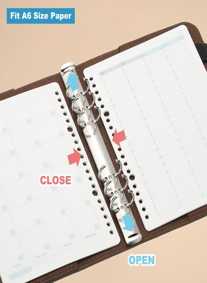 باتيكيل مجلد باتيكيل A6 من اللباد، مجلد دفتر ملاحظات قابل لإعادة التعبئة بست حلقات بغلاف ناعم وجيب لأوراق الحشو، دفتر ميزانية، ملحقات يوميات، رمادي فاتح - Image 5