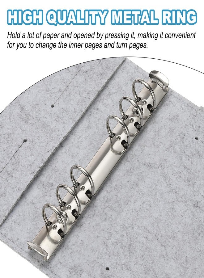 باتيكيل مجلد باتيكيل A6 من اللباد، مجلد دفتر ملاحظات قابل لإعادة التعبئة بست حلقات بغلاف ناعم وجيب لأوراق الحشو، دفتر ميزانية، ملحقات يوميات، رمادي فاتح - Image 4