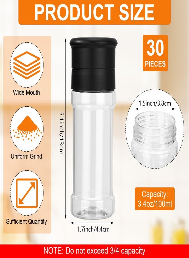 Ferrochef 30 Pcs Plastic Salt and Pepper Grinder Set Refillable Pepper Mill 3.4 oz Small Spice Bottle Clear Salt and Peppermill Shakers Manual Salts Grinders for Peppermill, Salts and Spices - Image 2