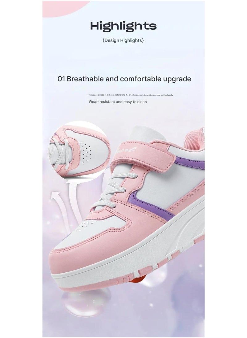 NIBEMINENT Kids Roller Skates Shoes 4 Wheels Roller Shoes Boys Girls Wheel Shoes Roller Sneakers Shoes for Beginner More Balanced  - Image 3