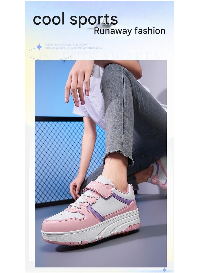 NIBEMINENT Kids Roller Skates Shoes 4 Wheels Roller Shoes Boys Girls Wheel Shoes Roller Sneakers Shoes for Beginner More Balanced  - Image 2
