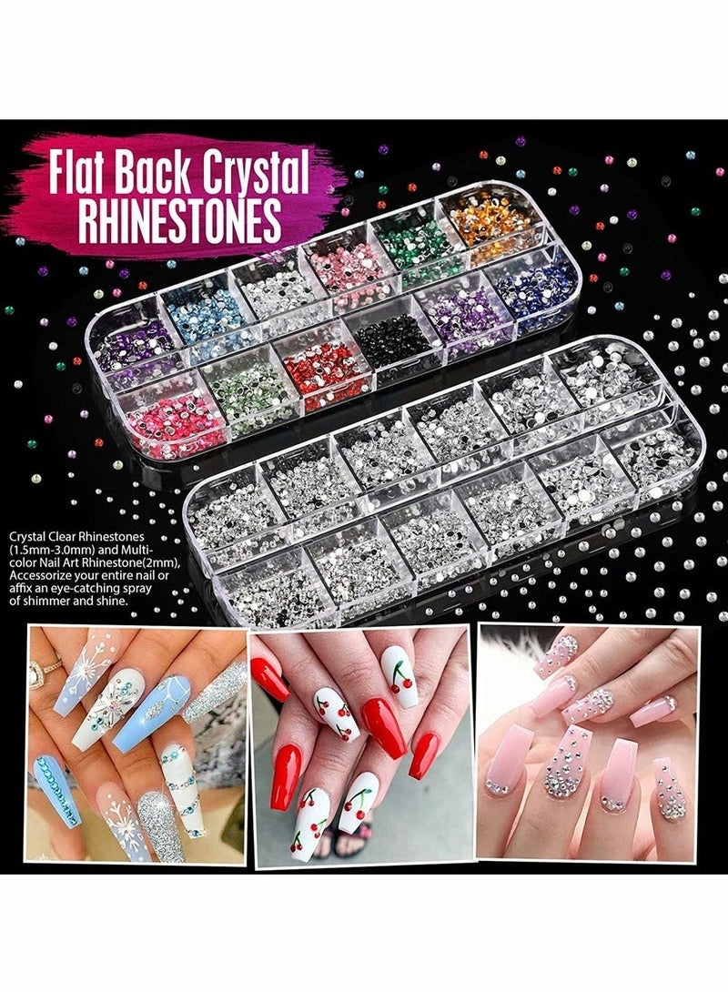 40-Piece Nail Art Tool Kit with Dotting Pens Glitter Foil Flakes and Rhinestones for Gorgeous Designs - Image 5