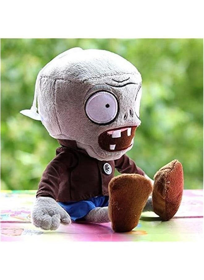 null - 12 PVZ Plush Zombies Brown Coat Toys Normal 1 2 Stuffed Soft Doll Gray New - Image 1