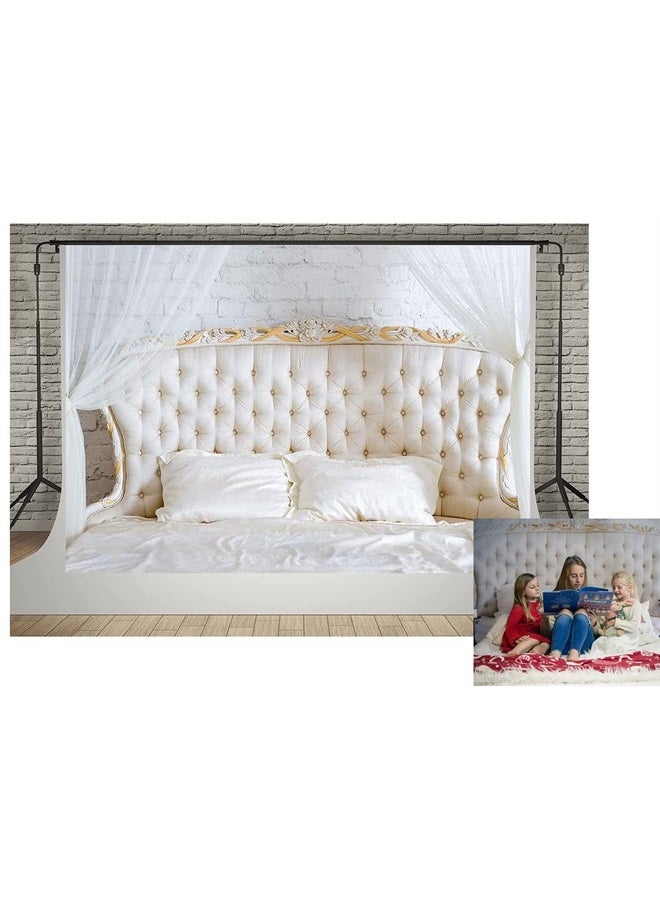 Kate 7x5ft Boudoir Photography Backdrops Elegant Bedroom Headboard Photo Studio Background with Pillows Decoration Baby Shower Newborn Backdrop Shooting Props Soft Fabric - Image 1