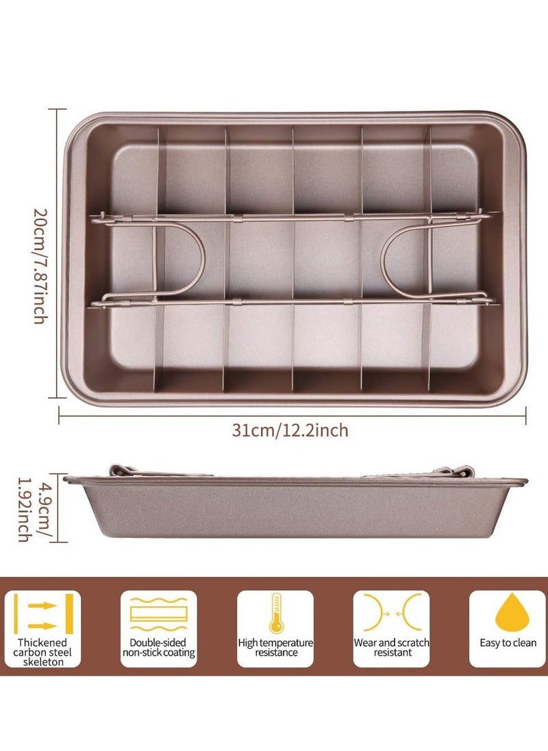 Arabest Brownie Baking Tray, Non-Stick Brownie Cake Pan with Dividers and Grips, 18 Pre-slice Brownie Pan for Baking Bread, Cookie, Cake, Chocolate(Champagne Gold)  - Image 5